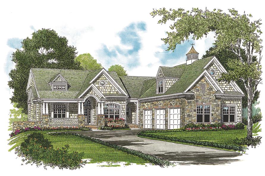 Home Plan Front Elevation of this 4-Bedroom,4304 Sq Ft Plan -180-1020