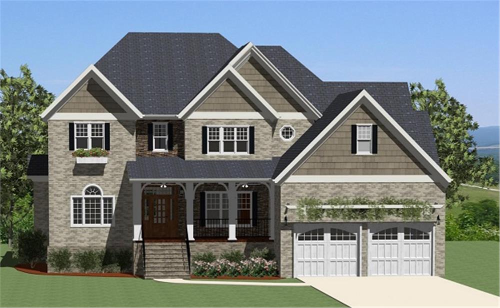The Plan Collection: Front Elevation of Traditional House # 189-1007