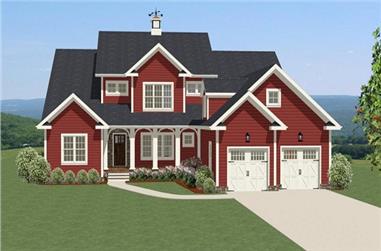 4-Bedroom, 3185 Sq Ft Country House Plan - 189-1010 - Front Exterior