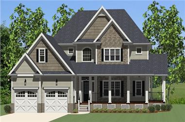 3-Bedroom, 2720 Sq Ft Country House Plan - 189-1015 - Front Exterior