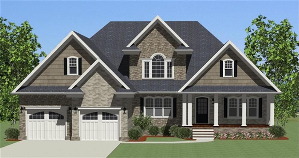 The Plan Collection: Front Elevation of Craftsman House # 189-1017