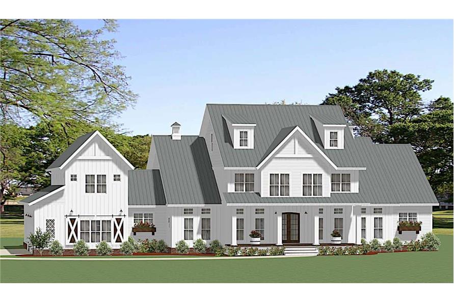 Front elevation of Modern Farmhouse home (ThePlanCollection: House Plan #189-1140)