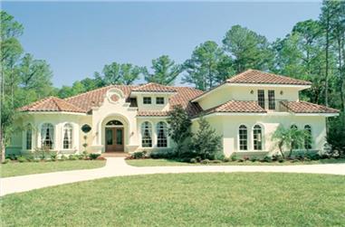 5-Bedroom, 3424 Sq Ft Spanish House Plan - 190-1009 - Front Exterior