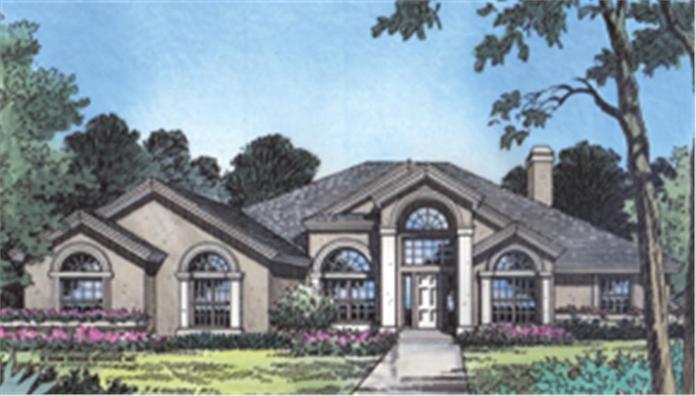 Front elevation of Contemporary home (ThePlanCollection: House Plan #190-1010)