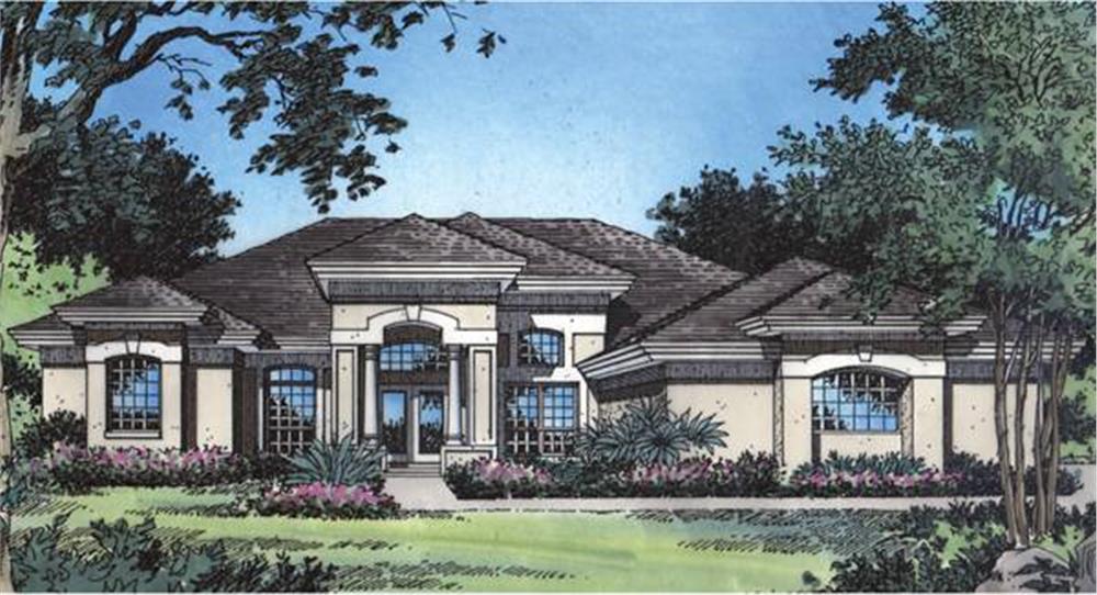 Front elevation of Contemporary home (ThePlanCollection: House Plan #190-1020)