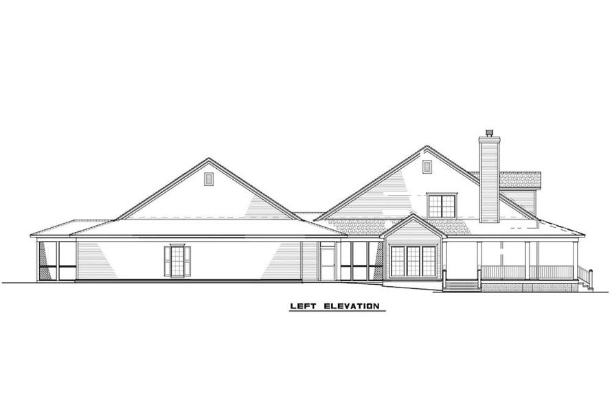 Home Plan Left Elevation of this 6-Bedroom,3437 Sq Ft Plan -193-1017