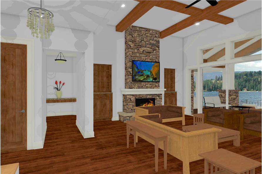 194-1010: Home Plan 3D Image-Living Room