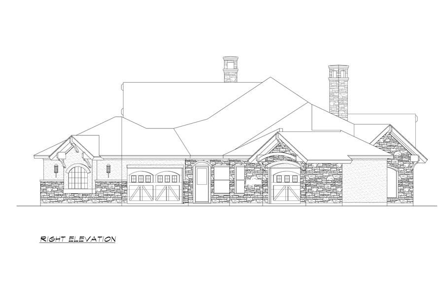Home Plan Right Elevation of this 4-Bedroom,3584 Sq Ft Plan -195-1000