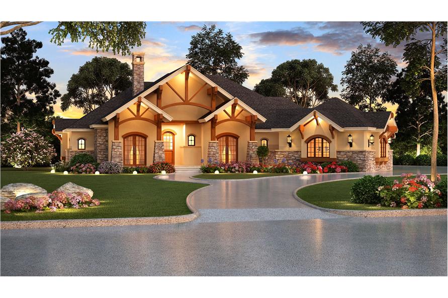 4-Bedroom, 3584 Sq Ft Ranch House -Plan #195-1000 - Front Exterior