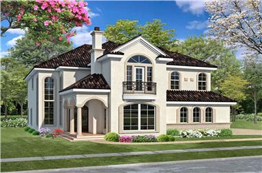 3-Bedroom, 4285 Sq Ft Spanish House - Plan #195-1286 - Front Exterior