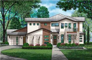 4-Bedroom, 4770 Sq Ft Contemporary House - Plan #195-1306 - Front Exterior