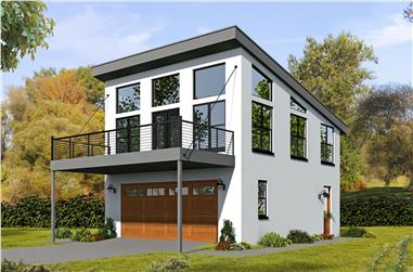 1-Bedroom, 881 Sq Ft Contemporary Home Plan - 196-1036 - Main Exterior
