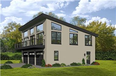 1-Bedroom, 1190 Sq Ft Modern House Plan - 196-1101 - Front Exterior