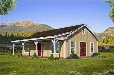 2-Bedroom, 1000 Sq Ft Ranch House Plan - 196-1117 - Front Exterior