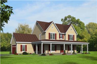 4-Bedroom, 2729 Sq Ft Country Home Plan - 196-1134 - Main Exterior