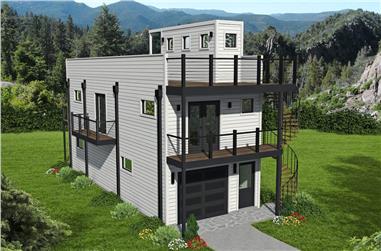 2-Bedroom, 740 Sq Ft Modern House - Plan #196-1187 - Front Exterior