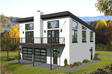 1-Bedroom, 1265 Sq Ft Contemporary House - Plan #196-1223 - Front Exterior