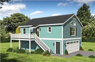 1-Bedroom, 910 Sq Ft Garage w/Apartment House - Plan #196-1229 - Front Exterior