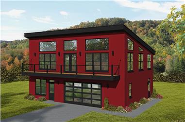 2-Bedroom, 1957 Sq Ft Contemporary House - Plan #196-1274 - Front Exterior