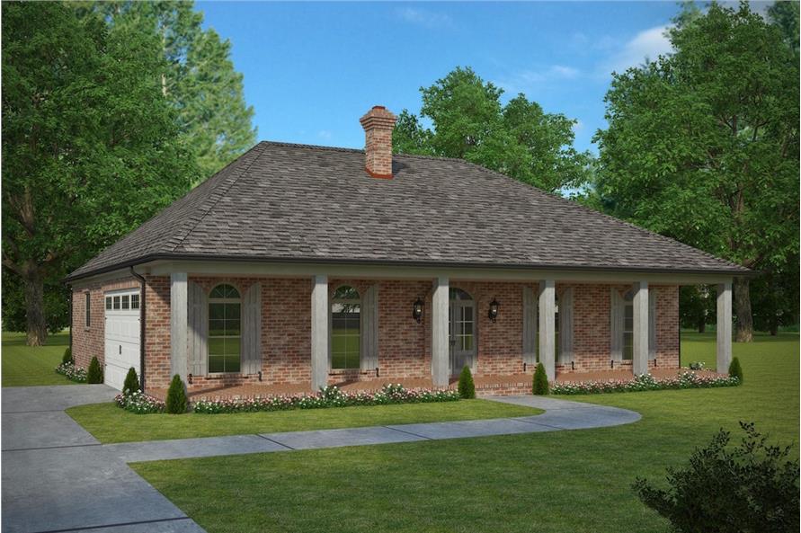 3-Bedroom, 1672 Sq Ft French House Plan - 197-1004 - Front Exterior