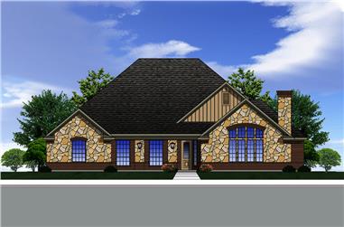 4-Bedroom, 3000 Sq Ft Traditional House Plan - 199-1013 - Front Exterior