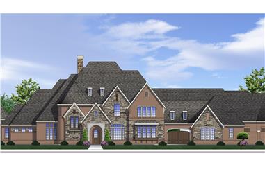 4-Bedroom, 6176 Sq Ft French Home Plan - 199-1022 - Main Exterior