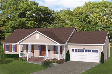 3-Bedroom, 1392 Sq Ft Traditional House Plan - 200-1001 - Front Exterior