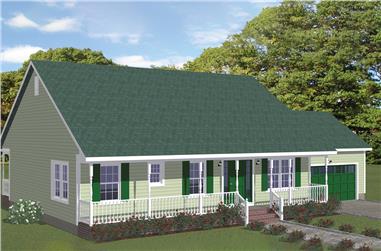 3-Bedroom, 1268 Sq Ft Country House Plan - 200-1013 - Front Exterior