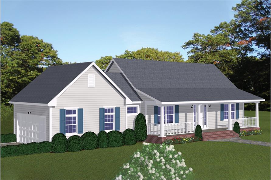 Front elevation of Cottage home (ThePlanCollection: House Plan #200-1017)