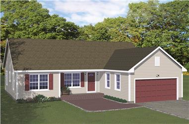 3-Bedroom, 1380 Sq Ft Ranch House Plan - 200-1023 - Front Exterior
