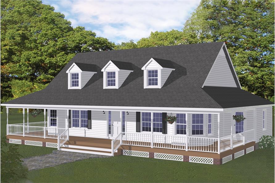 Front elevation of Farmhouse home (ThePlanCollection: House Plan #200-1024)