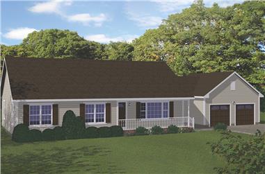 3-Bedroom, 1366 Sq Ft Ranch House Plan - 200-1038 - Front Exterior