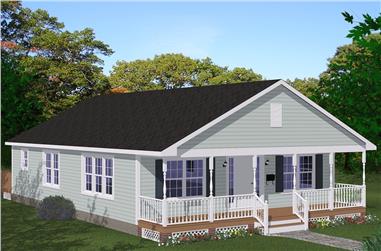 3-Bedroom, 1408 Sq Ft Cottage House Plan - 200-1044 - Front Exterior
