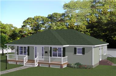 3-Bedroom, 1408 Sq Ft Cottage Home Plan - 200-1047 - Main Exterior