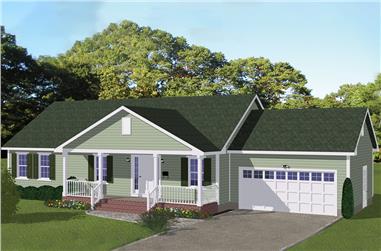 3-Bedroom, 1392 Sq Ft Traditional House Plan - 200-1051 - Front Exterior