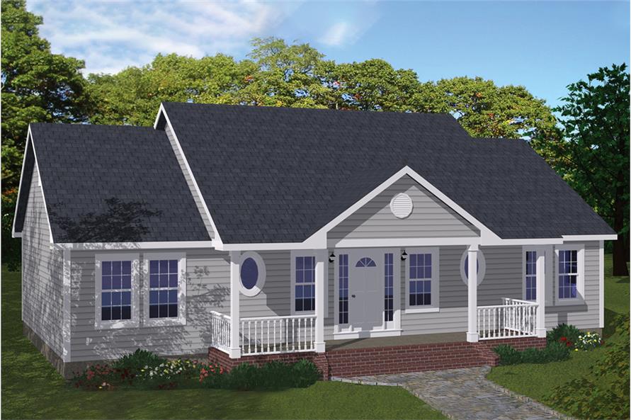 Front elevation of Ranch home (ThePlanCollection: House Plan #200-1060)