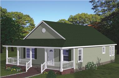 3-Bedroom, 1315 Sq Ft Cottage House Plan - 200-1062 - Front Exterior