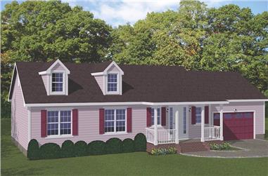 3-Bedroom, 1593 Sq Ft Ranch House Plan - 200-1082 - Front Exterior
