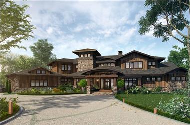 4-Bedroom, 4520 Sq Ft Prairie Style House - Plan #205-1010 - Front Exterior