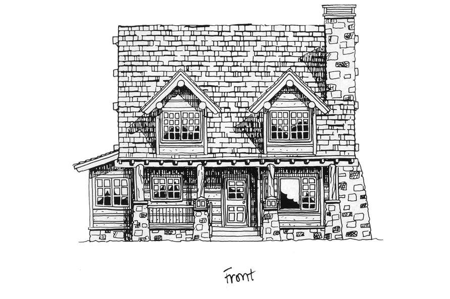 Home Plan Front Elevation of this 2-Bedroom,1362 Sq Ft Plan -205-1018