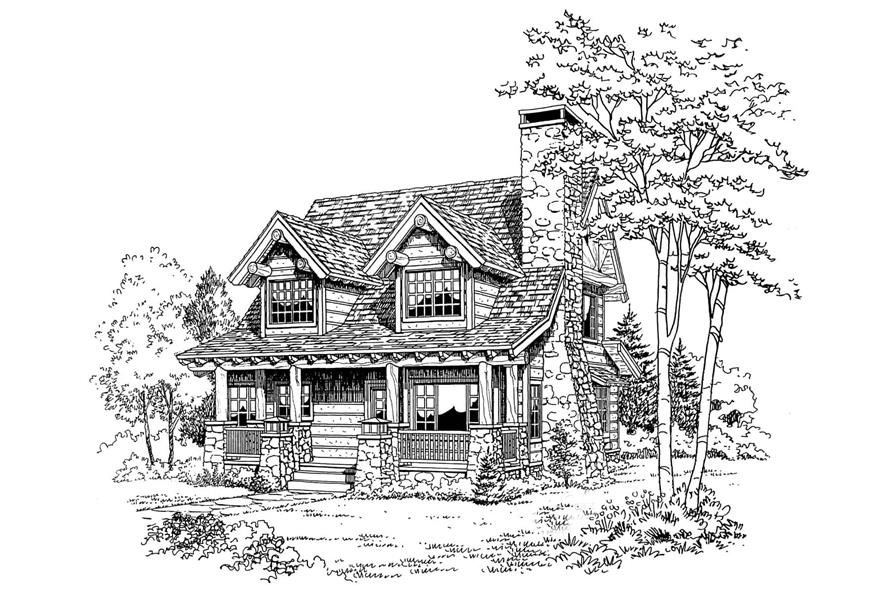 205-1018: Home Plan Rendering-Front View