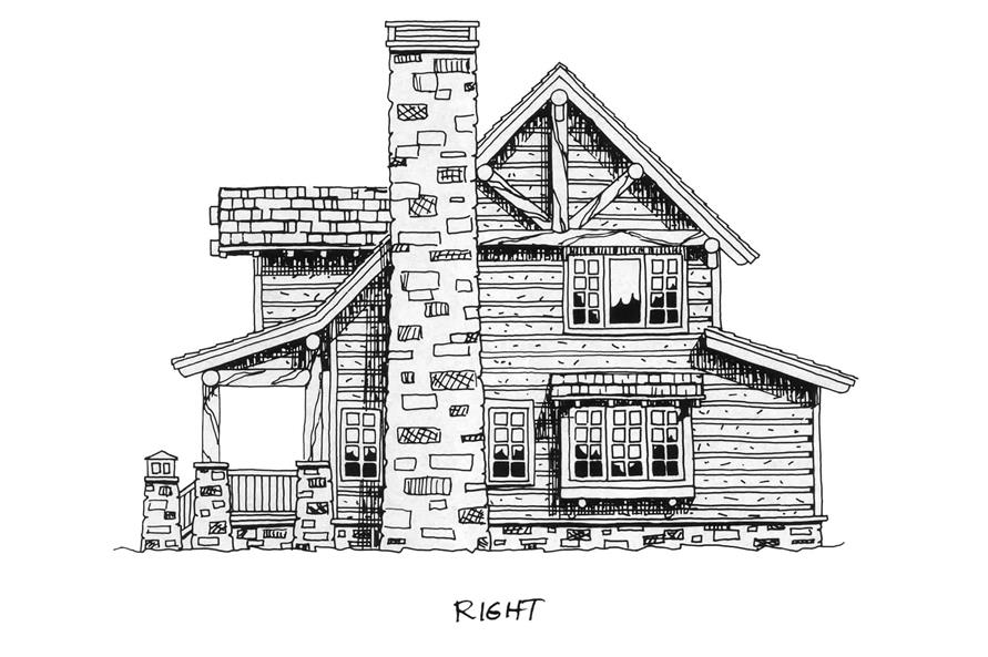 Home Plan Right Elevation of this 2-Bedroom,1362 Sq Ft Plan -205-1018