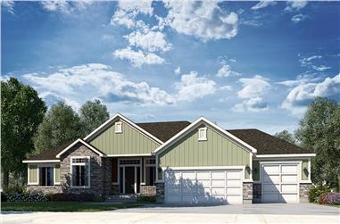 3–5-Bedroom, 2403 Sq Ft Contemporary Ranch - Plan #208-1006 - Front Exterior