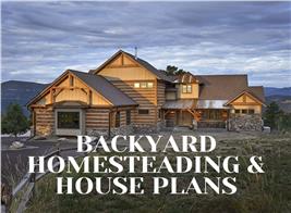 Log home illustrating article about backyard homesteading