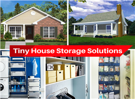 Montage of 5 photos illustrating Storage in Tiny Houses