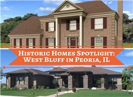 Montage of images illustrating historic West Bluff District in Peoria, IL
