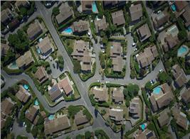 aerial view of tract home neighborhood