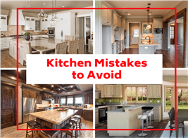 Montage of four kitchens illustrating article on kitchen mistakes to avoid