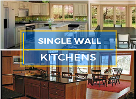 Montage of 2 photographs illustrating single wall kitchens