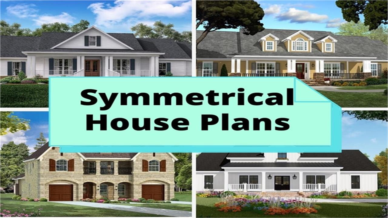 Four symmetrically designed houses illustrating article about architectural symmetry